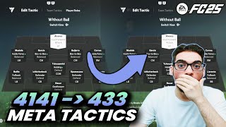 AMAZING 4141 TO 433 BEST META FORMATION AND CUSTOM TACTICS IN FC 25 ULTIMATE TEAM [upl. by Nonnad]