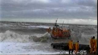 RNLI lifeboat launch in rough sea [upl. by Adalai]