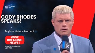 quotWWE News Cody Rhodes on The Rock  Bayleys Historic Winquot [upl. by Yanal]