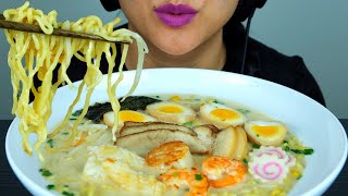 ASMR JAPANESE TONKOTSU SEAFOOD RAMEN MUKBANG  No Talking Eating Sounds [upl. by Lohse]