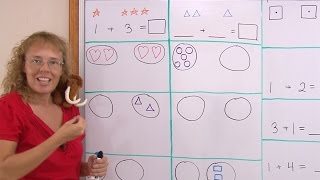 Kindergarten addition lesson learn to write sums with  and [upl. by Ellyn940]