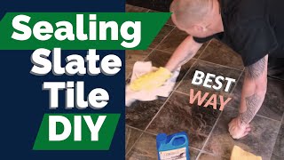 Sealing Slate Tile Flooring DIY  BEST WAY to apply sealer 101 [upl. by Crystal]