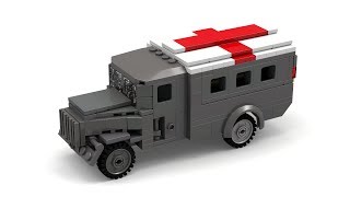 Lego WWII German Opel Blitz Ambulance Instructions [upl. by Haag574]