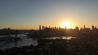 Beautiful drone sunrise Jubilee Park Glebe Sydney NSW Australia Saturday morning CBD kookaburra [upl. by Aciretnahs]