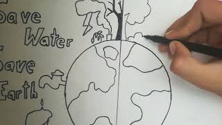 earth save water drawing 🌎🌎🌍🌍🌍 [upl. by Shushan]