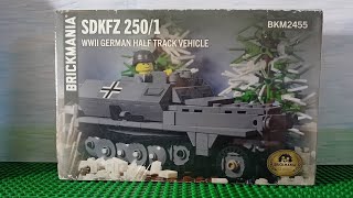 Brickmania SDKFZ 2501 WW2 German half track vehicle build and review [upl. by Eenalem]