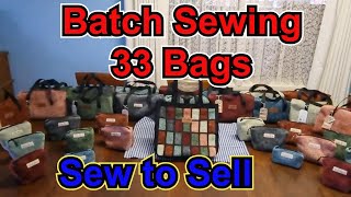 Sew to sell Batch sewing 33 bags with minimal wastage boxed bags amp pouches to sell using free fabric [upl. by Balsam]