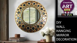 DIY Wall hanging mirror decoration  Room Decor  Art with Creativity [upl. by Deehan]