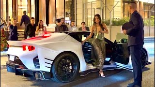 CHARLES LECLERC Arrives with his Ferrari 812 Competizione Aperta  McLaren SENNA GTR  SUPERCARS [upl. by Lovato172]