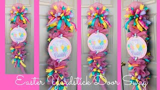 EASTER 🐇 YARDSTICK DOOR SWAG CENTERPIECE GARLAND WREATH DIY 🐇SPRING HOME DECOR CRAFTS 🌼 [upl. by Sitra]