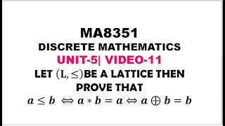 A PROBLEM ON LATTICES  DISCRETE MATHEMATICS  UNIT5 VIDEO11 [upl. by Samid]