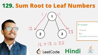 129 Sum Root to Leaf Numbers  Java  Leetcode  Hindi [upl. by Spain193]