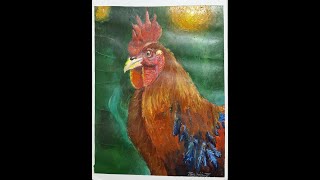 Rooster Acrylic Drawing [upl. by Marge]