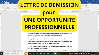 Lettre de Démission pour Opportunité Professionnelle [upl. by Yruj]