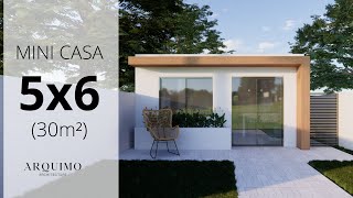 Plano de Casa 5X6  Com 2 Quartos  Mini Casa 30 M² 5X6 HOUSE 30 SQM Small House Design Idea [upl. by Ecinna]