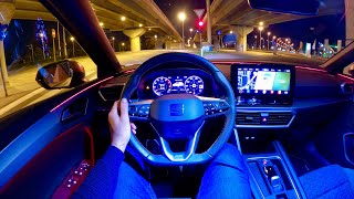 New SEAT LEON FR 2021  NIGHT POV test drive pure driving 150 HP mHEV with DSG [upl. by Noremak]