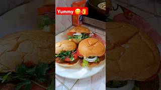 🍔Homemade Style Veg Burger Recipe  shorts vegburger burger cooking recipe [upl. by Sirdna]