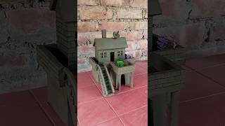 Beautiful miniature mud house making with clay  clayhouse mudhouse craft [upl. by Shimberg]