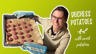 Duchess potatoes pomme duchesse with sweet potato  vegan and easy [upl. by Giralda]