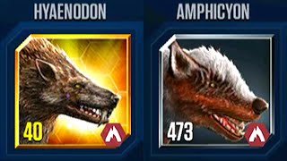 HYAENODON VS AMPHICYON DEFEAT 30 OPPONENTS  JURASSIC WORLD THE GAME [upl. by Ellener]