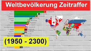 Weltbevölkerung Zeitraffer 1950  2300 Länder der Welt nach Bevölkerung  Bevölkerung Deutschland [upl. by Susie]