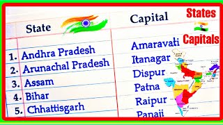 States and capitas of India  List of states and capitals of India 2025  state and capital [upl. by Keelin]