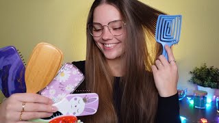 ASMR Hair Brushing Whispering [upl. by Amlas]