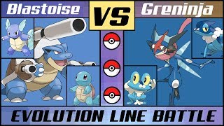 BLASTOISE vs GRENINJA Evolution Line Battle Pokémon SunMoon [upl. by Richelle31]