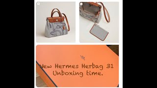 Hermes Herbag 31 Zip unboxing Limited print 2022 [upl. by Anillehs]