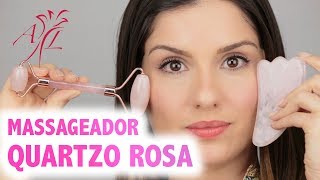 Massageador Facial ROLLER QUARTZO ROSA e GUA SHA como usar [upl. by Ssilem]