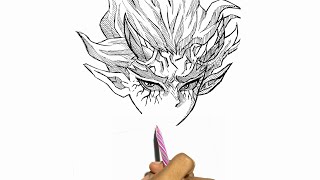 Drawing HATENGU Final FormZOHAKUTEN  Demon Slayer Season 3  USING ONLY 1 PEN [upl. by Ellecram]