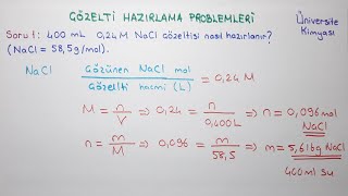 Genel Kimya 1Bölüm 4Kimyasal TepkimelerÇözelti Hazırlama Problemleri 1 [upl. by Jezabella]