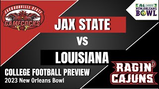 Jacksonville State vs Louisiana Preview and Predictions  2023 New Orleans Bowl Prediction [upl. by Roselba]