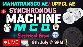 MAHATRASCO AE MCQI MAHADISCOM   UPPCL AEJE I LECT  1 SYNCHRONOUS MACHINE II ELECTRICAL MACHINE [upl. by Jarnagin]