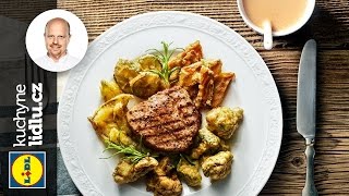 Grilovaný steak s bylinkami a pepřovou omáčkou  Roman Paulus  RECEPTY KUCHYNE LIDLU [upl. by Atiekahs934]