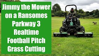 Realtime Football Pitch Mowing with Jimmy the Mower on a Ransomes Parkway 3 cutting grass real time [upl. by Lazaruk348]