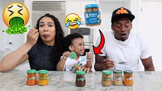 Trying BABY FOOD For The FIRST Time Hilarious [upl. by Haletta]