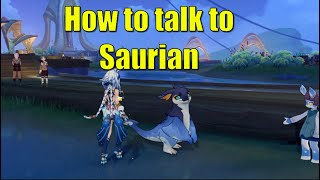 How to talk to Saurian  Genshin Impact [upl. by Xonnel]