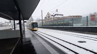 Testfahrten der neuen Waldenburgerbahn WBBLT Ausfahrt Bahnhof Liestal BL Richtung Waldenburg BL [upl. by Hendricks629]