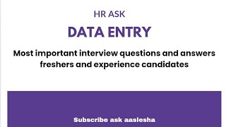 Most important data entry interview QampA hr ask interview questions freshers jobs [upl. by Nylkoorb]