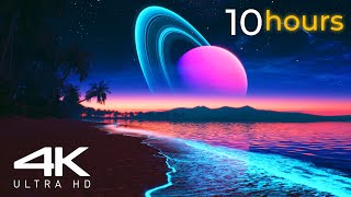 10 Hours Loop  Bioluminescent Beach Screensaver Live Wallpaper  4K Ultra HD [upl. by Adianes794]