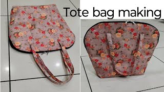 सूट से बचे हुए कपडे का मस्त आइडियाTote bag amp shopping bag cutting and stitching at homebag making [upl. by Zurkow]