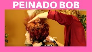 Peinado Bob Corto con Flequillo con Secador quotComo Hacer Peinados con CORTE BOBquot [upl. by Furlani]