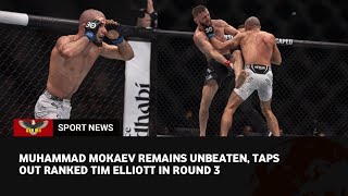 UFC 294 Muhammad Mokaev pulls off nasty headandarm choke to tap out Tim Elliott in third round [upl. by Adnav]