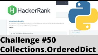 Hackerrank Python  Challenge 50  CollectionsOrderedDict [upl. by Venuti]