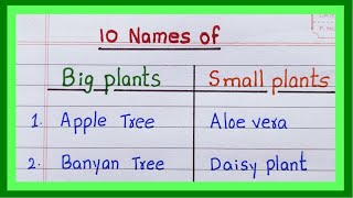 Big Plants and Small Plants  10 Name of Big plant and small plant  in English  Examples [upl. by Nnaecyoj980]