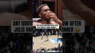 Ant amp the Wolves were playing BossMan Dlow after Randles buzzerbeater 😂 via timberwolves [upl. by Llennahc]