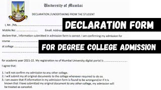 How to Fill Declaration Form for Degree College Admission Online Admission for Degree Colleges 2021 [upl. by Agnella923]