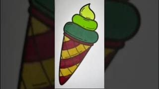 Green Ice Cream Cone Coloring ASMR coloringASMR shorts [upl. by Dessma]