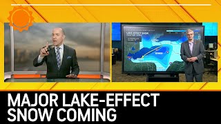 Major lakeeffect snow coming after a wintry Thanksgiving  AccuWeather [upl. by Lednyc367]